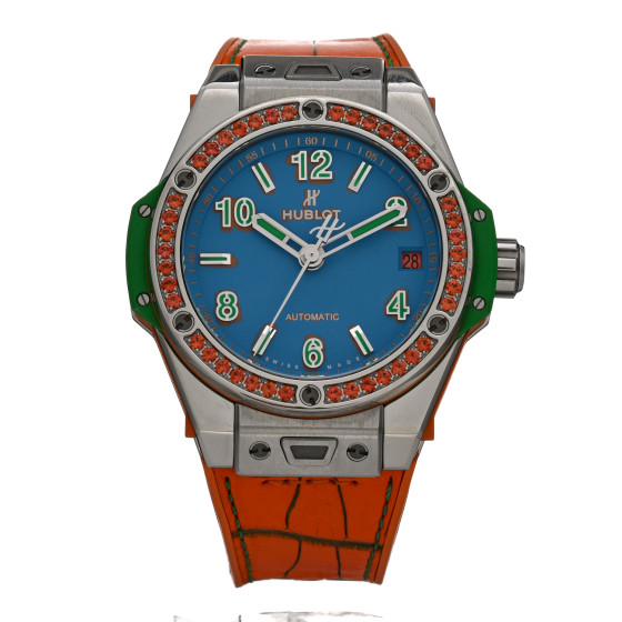 Hublot Stainless Steel Rubber Orange Sapphire Bezel 39mm Big Bang "Pop Art" Automatic Watch Orange 465.SO.5179.LR.1206.POP16