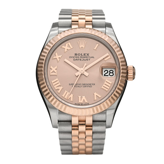 Rolex Stainless Steel 18K Everose Gold 31mm Oyster Perpetual Datejust Watch Sundust Roman 278271