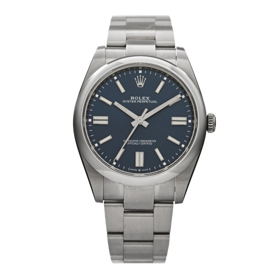 Rolex Stainless Steel 41mm Oyster Perpetual Watch Bright Blue 124300