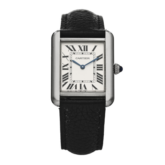 Cartier Stainless Steel Calfskin 24mm Tank Solo Quartz Watch