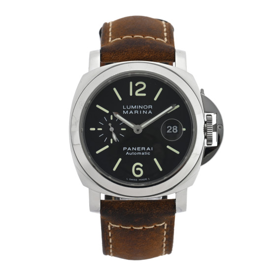 Panerai Stainless Steel Calfskin 43mm Luminor Marina Automatic Watch Black PAM00104