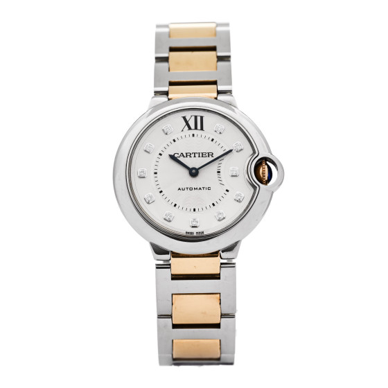 Cartier Stainless Steel 18K Yellow Gold Diamond 36mm Ballon Bleu De Cartier Automatic Watch
