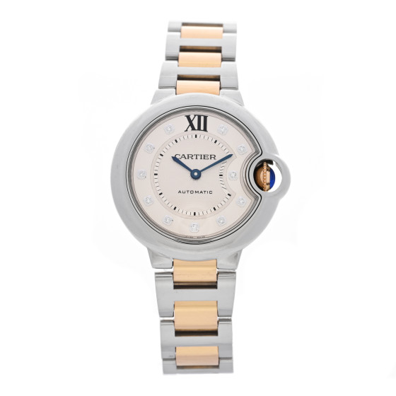 Cartier Stainless Steel 18K Yellow Gold Diamond 33mm Ballon Bleu De Cartier Automatic Watch