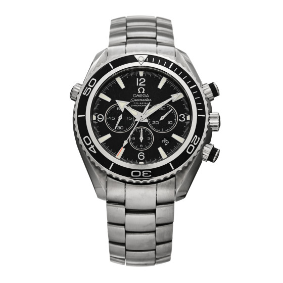 Omega Stainless Steel 45.5 mm Seamaster Planet Ocean Chronograph Automatic Watch Black 2210.50.00