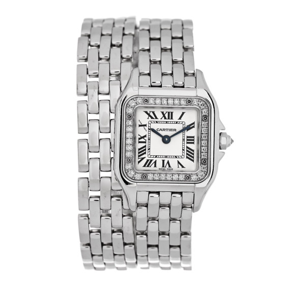Cartier 18K White Gold Diamond Bezel 22mm Panthere Double Wrap Quartz Watch