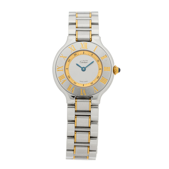 Cartier Stainless Steel 18K Yellow Gold 28mm Must de 21 Quartz Watch