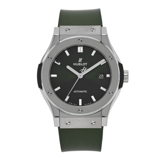 Hublot Titanium Rubber 42mm Classic Fusion Automatic Watch Green 542.NX.8970.RX