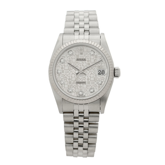 Rolex Stainless Steel 18K White Gold Diamond 31mm Oyster Perpetual Datejust Watch Silver Jubilee 78274
