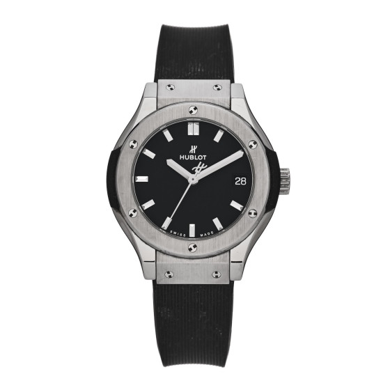 Hublot Titanium Rubber 33mm Classic Fusion Quartz Watch Black 581.NX.1470.RX