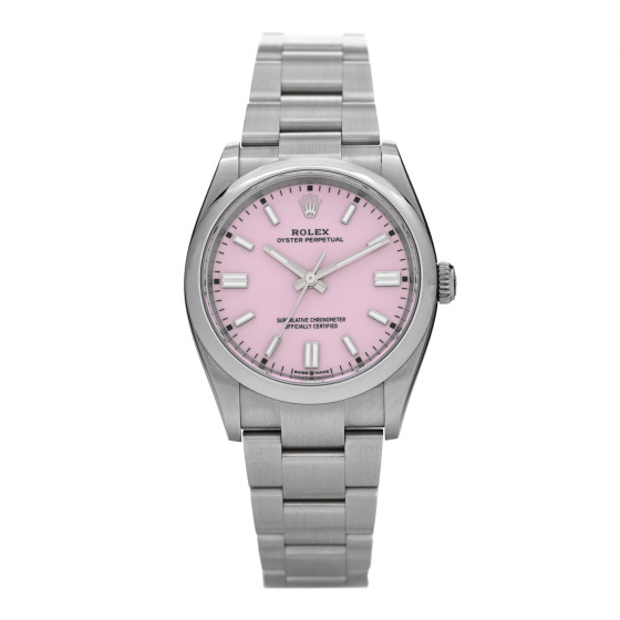 Rolex Stainless Steel 36mm Oyster Perpetual Watch Candy Pink 126000