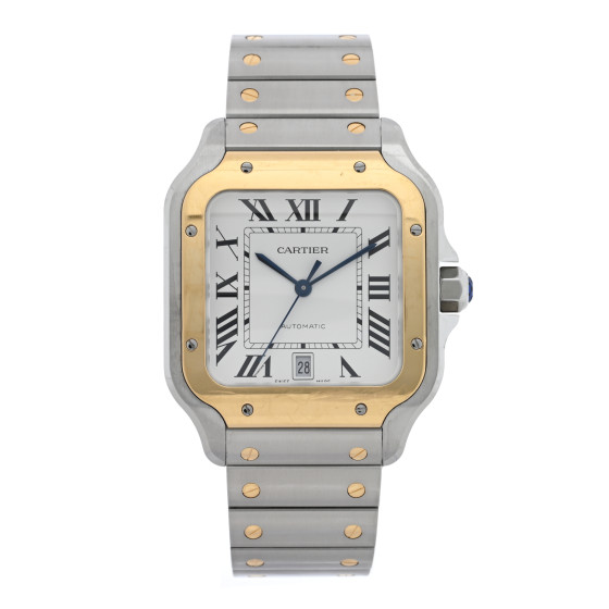 Cartier Stainless Steel 18K Yellow Gold 39.8mm Santos De Cartier Automatic Watch