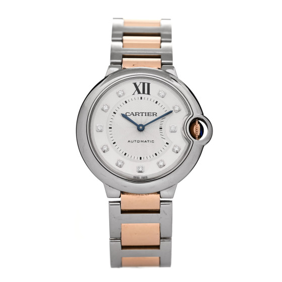 Cartier Stainless Steel 18K Pink Gold Diamond 36mm Ballon Bleu De Cartier Automatic Watch