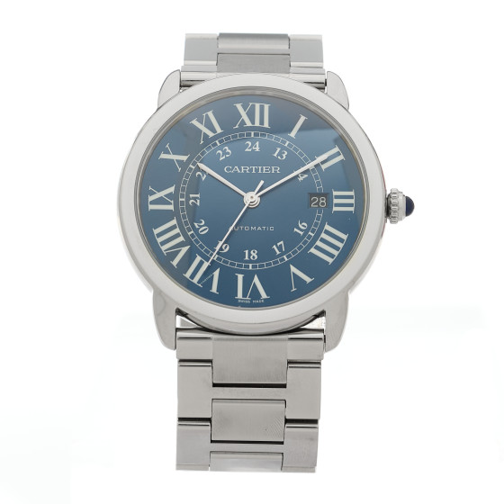 Cartier Stainless Steel 42mm Ronde Solo Automatic Watch Blue