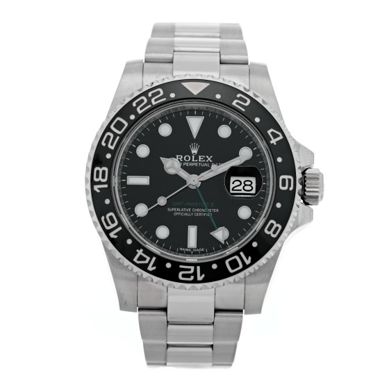 Rolex Stainless Steel 40mm Oyster Perpetual Date GMT Master II Watch Black 116710LN