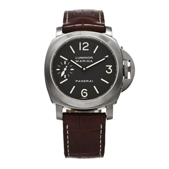 Panerai Titanium Alligator 43mm Luminor Marina Manual Winding Watch Black PAM00061