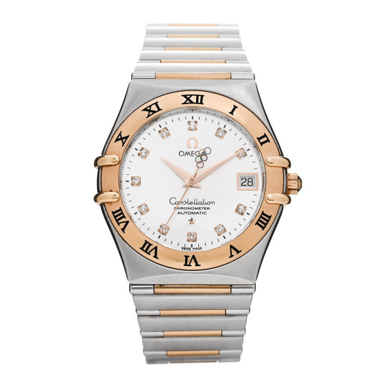 Omega Stainless Steel 18K Red Gold Diamond 35mm Constellation Co-Axial Automatic Watch 111.20.36.20.52.001