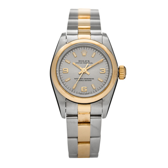 Rolex Stainless Steel 18K Yellow Gold 26mm Oyster Perpetual Watch Silver 67183