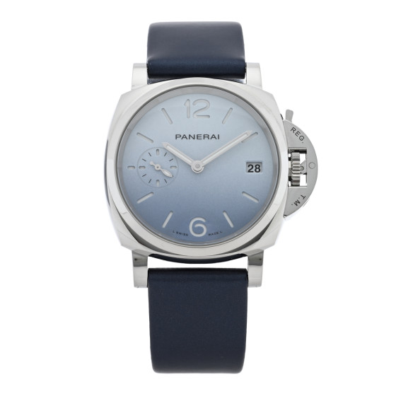Panerai Stainless Steel Satin 38mm Luminor Due Automatic Watch Blue PAM01309