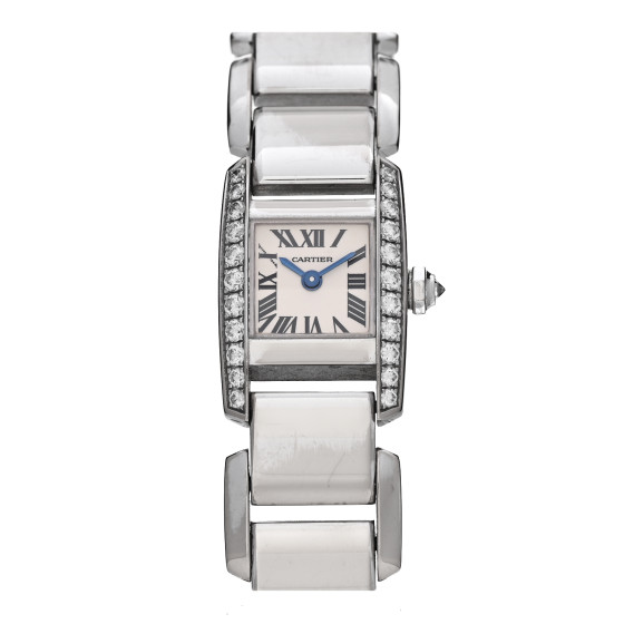 Cartier 18K White Gold Diamond Bezel 16mm Tankissime Quartz Watch