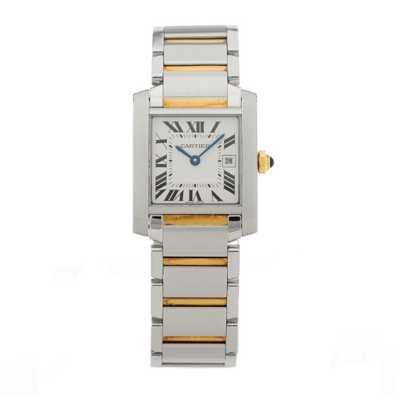 Cartier Stainless Steel 18K Yellow Gold 25mm Tank Francaise Quartz Watch