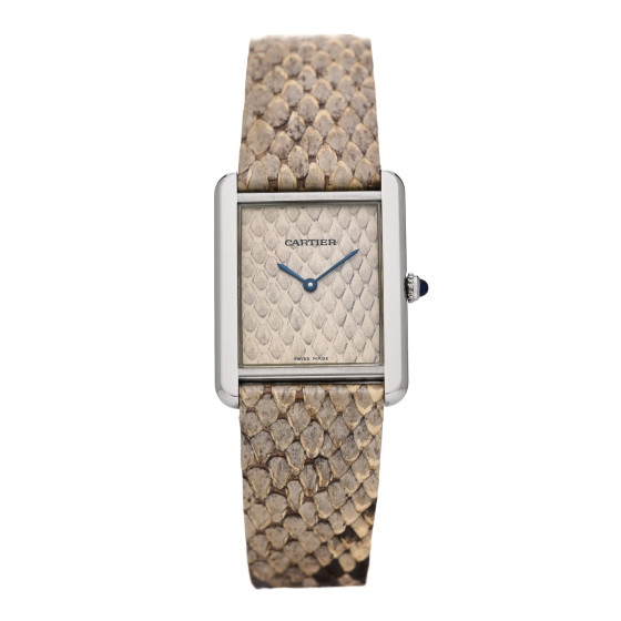 Cartier Stainless Steel Python 27mm Tank Solo Quartz Watch Taupe
