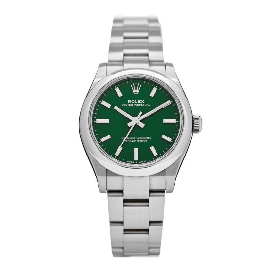 Rolex Stainless Steel 31mm Oyster Perpetual Watch Green 277200