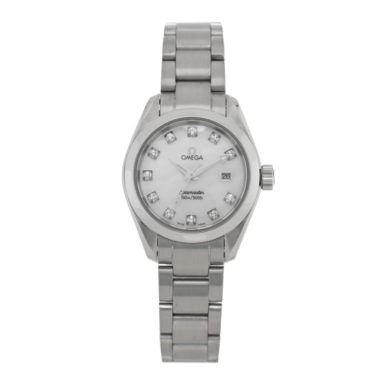 Omega Stainless Steel Diamond Mother of Pearl 29mm Seamaster Aqua Terra Automatic Watch 2563.75.00