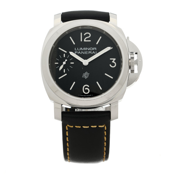 Panerai Stainless Steel Calfskin 44mm Luminor Logo Manual Winding Watch Black PAM01084