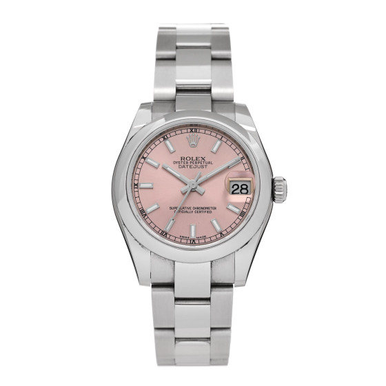 Rolex Stainless Steel 31mm Oyster Perpetual Datejust Watch Pink 178240