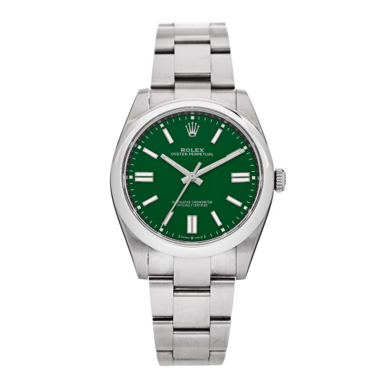 Rolex Stainless Steel 41mm Oyster Perpetual Watch Green 124300