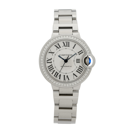 Cartier Stainless Steel Diamond Bezel 33mm Ballon Bleu De Cartier Automatic Watch