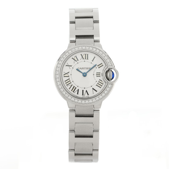 Cartier Stainless Steel Diamond Bezel 28mm Ballon Bleu De Cartier Quartz Watch