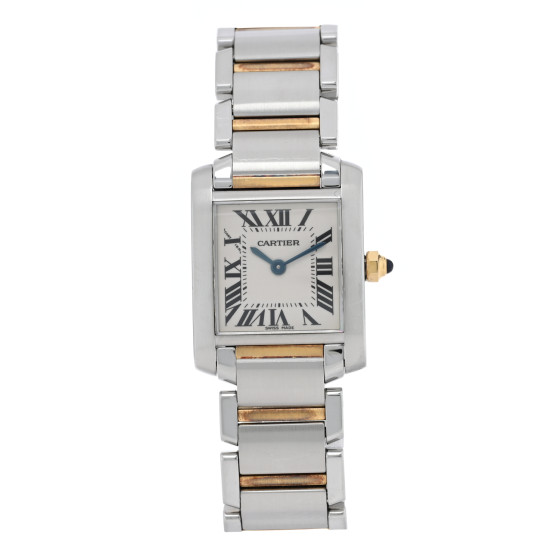Cartier Stainless Steel 18K Yellow Gold 20mm Tank Francaise Quartz Watch