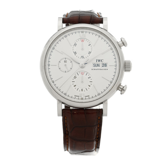IWC Stainless Steel Alligator 42mm Portofino Chronograph Automatic Watch IW391027
