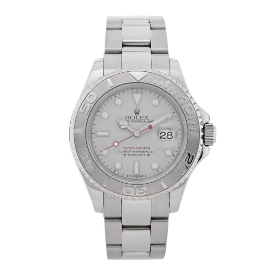 Rolex Stainless Steel Platinum 40mm Oyster Perpetual Date Yacht-Master Watch Silver 16622