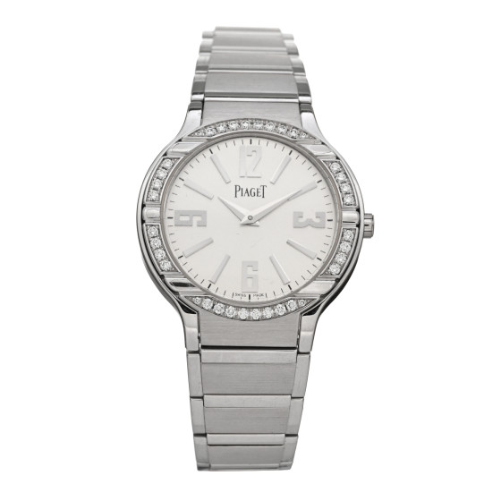 Piaget 18K White Gold Diamond Bezel 32mm Polo Quartz Watch