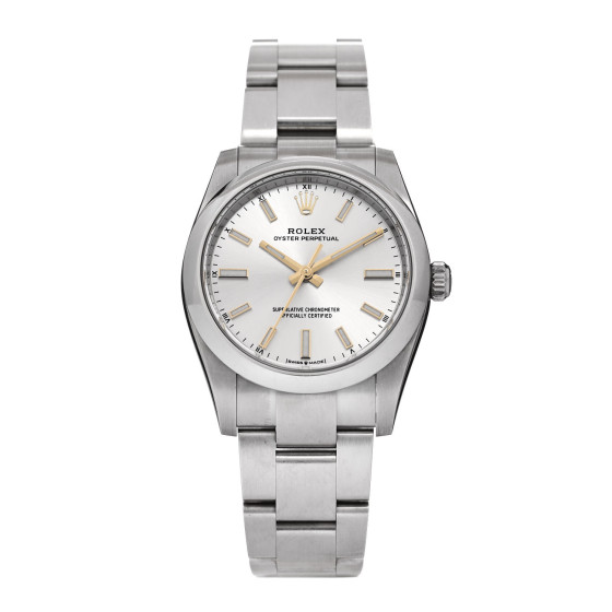 Rolex Stainless Steel 34mm Oyster Perpetual Watch Silver 124200