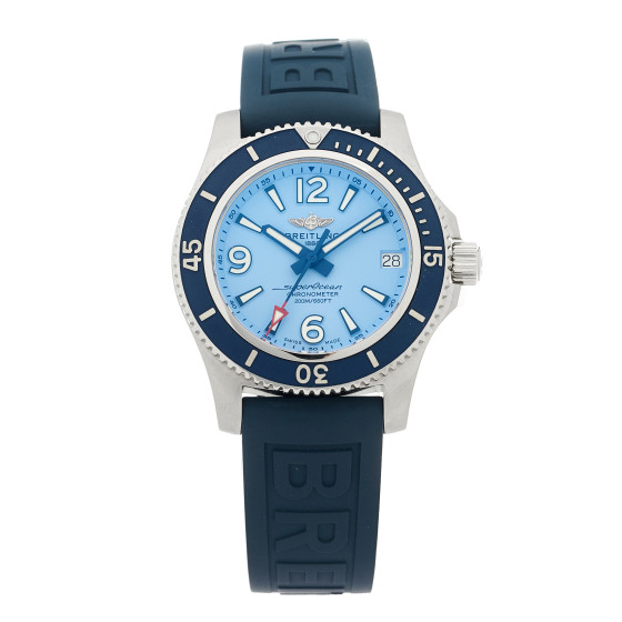Breitling Stainless Steel Rubber 36mm Super Ocean Chronometer Automatic Watch Blue A17316
