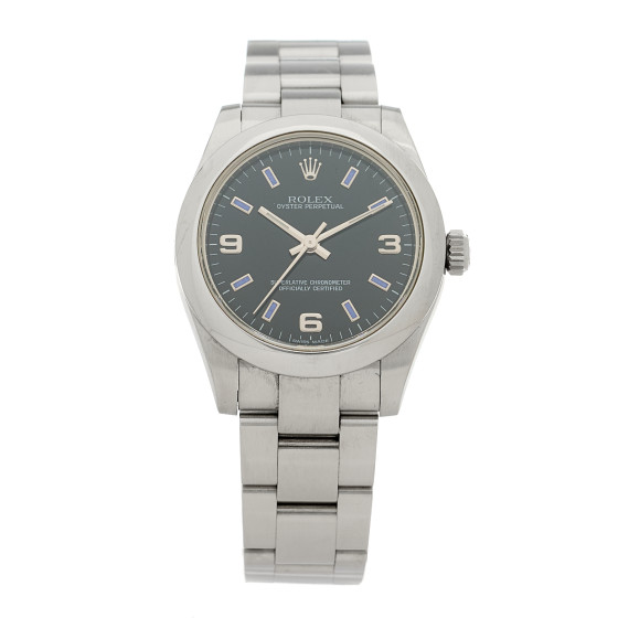 Rolex Stainless Steel 31mm Oyster Perpetual Watch Black 177200